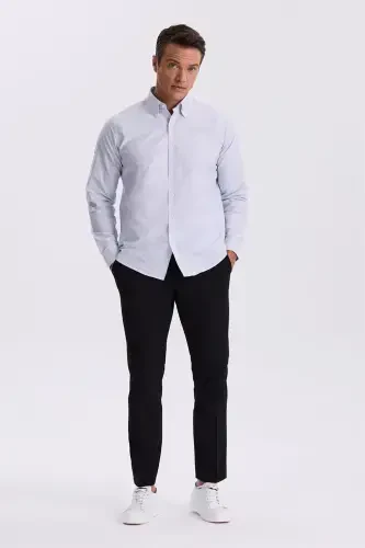 Siyah Comfort Fit Bambu Karışımlı Rahat Kesim Esnek Kumaş Pantolon 