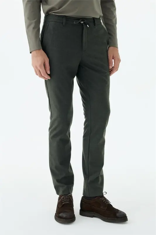 Siyah Comfort Fit Beli Lastikli Yan Cep Jogger Pantolon - 2