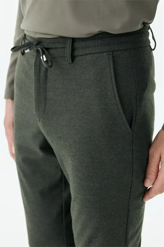 Siyah Comfort Fit Beli Lastikli Yan Cep Jogger Pantolon - 3