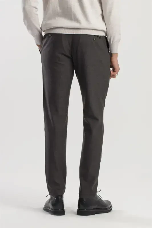 Siyah Comfort Fit Beli Lastikli Yan Cep Pantolon - 4