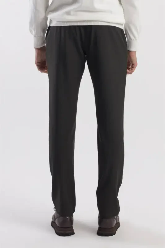 Siyah Comfort Fit Çift Cep Kapaklı Pileli Yan Cep Pantolon - 4