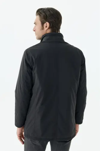 Siyah Comfort Fit Dik Yaka Mont - 3