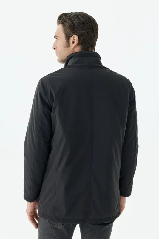 Siyah Comfort Fit Dik Yaka Mont - 3