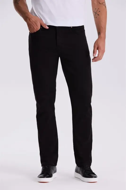 Siyah Comfort Fit Kanvas Spor Pantolon - JAKAMEN