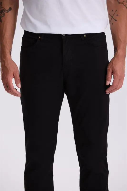 Siyah Comfort Fit Kanvas Spor Pantolon - 3