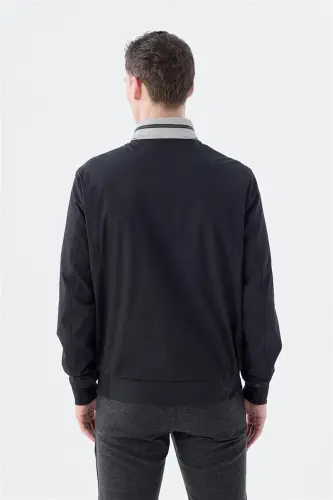 Siyah Comfort Fit Kapüşonlu Rahat Mevsimlik Spor Mont - 4