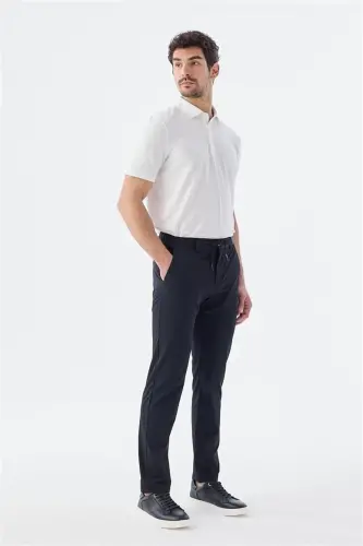Siyah Comfort Fit Lastikli Spor Pantolon - 1