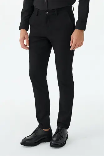Siyah Comfort Fit Pamuklu Kanvas Pantolon - Jakamen (1)