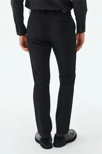 Siyah Comfort Fit Pamuklu Kanvas Pantolon - 4