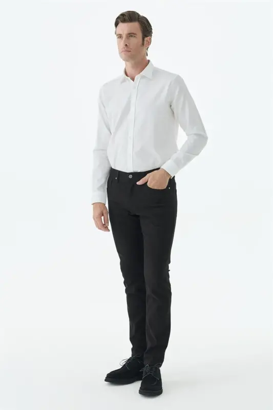 Siyah Comfort Fit Spor 5 cep Pantolon - 1