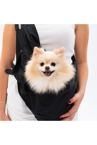 Siyah Crossbody Çanta Kedi Köpek Taşıma Çantası - 16