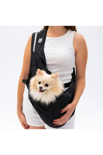 Siyah Crossbody Çanta Kedi Köpek Taşıma Çantası-Siyah - 5