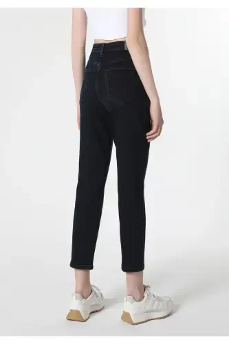 Slim Fit Orta Bel Daralan Paça Kadın Denim Jean Pantolon - 2