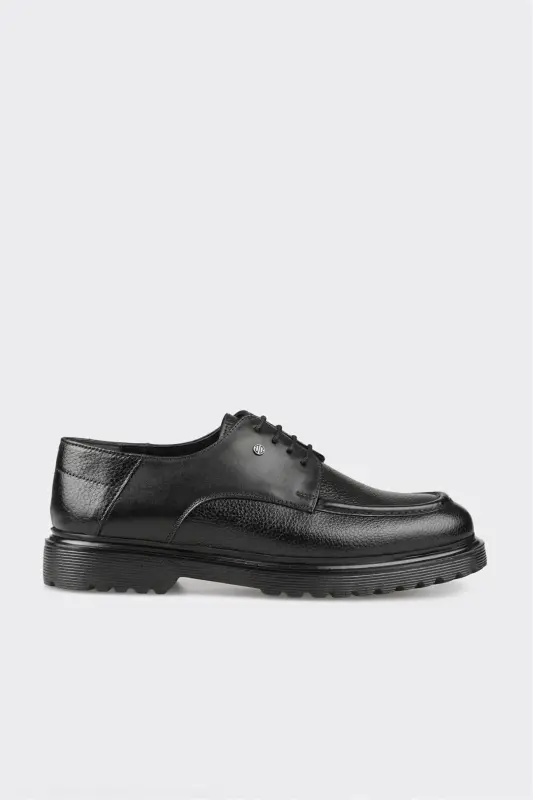 Siyah Deri Erkek Günlük Ayakkabı - Siyah - ELLE SHOES