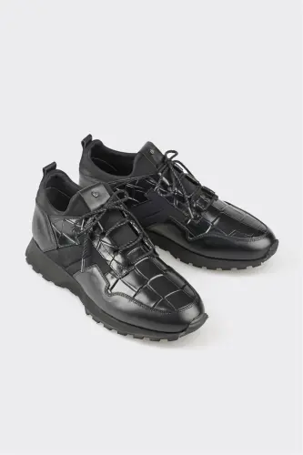 Siyah Deri Erkek Günlük Ayakkabı - Siyah - ELLE SHOES (1)