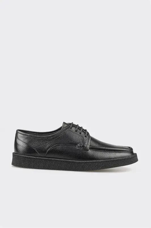 Siyah Deri Erkek Günlük Ayakkabı - Siyah - ELLE SHOES