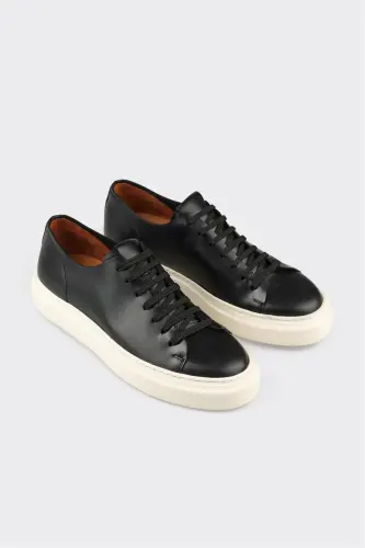 Siyah Deri Erkek Spor Ayakkabı - Siyah - ELLE SHOES (1)