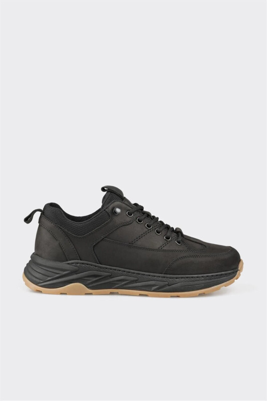 Siyah Deri Erkek Spor Ayakkabı - Siyah - ELLE SHOES
