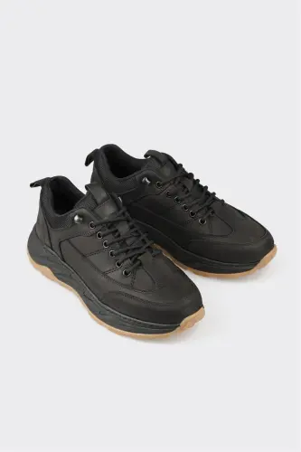 Siyah Deri Erkek Spor Ayakkabı - Siyah - ELLE SHOES (1)