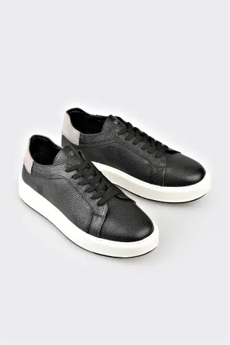 Siyah Deri Erkek Spor Ayakkabı - Siyah - ELLE SHOES (1)