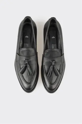 Siyah Deri Kadın Günlük Ayakkabı - 3