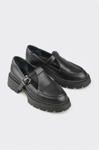 Siyah Deri Kadın Günlük Ayakkabı - Siyah - ELLE SHOES (1)