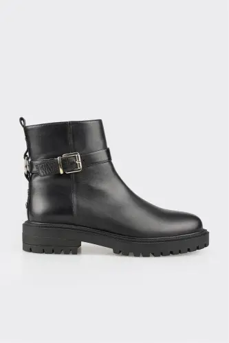 Siyah Deri Kadın Günlük Bot - Siyah - 1