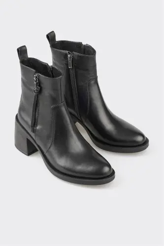Siyah Deri Kadın Günlük Bot - Siyah - ELLE SHOES (1)