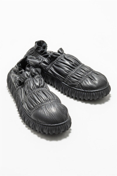 Siyah Deri Kadın Slippers - ELLE (1)
