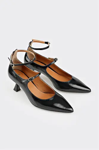 Siyah Deri Kadın Topuklu Ayakkabı - Siyah - ELLE SHOES (1)