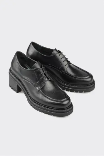 Siyah Deri Kadın Topuklu Ayakkabı-Siyah - ELLE (1)