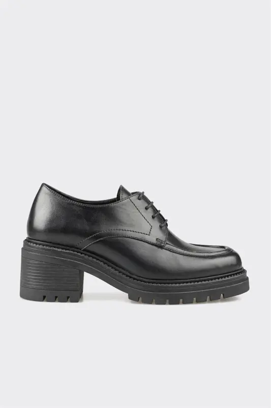 Siyah Deri Kadın Topuklu Ayakkabı - Siyah - ELLE SHOES