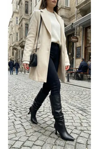 Kadın Topuklu Çizme 00128511 Siyah Cilt-Siyah Cilt - RICCON (1)