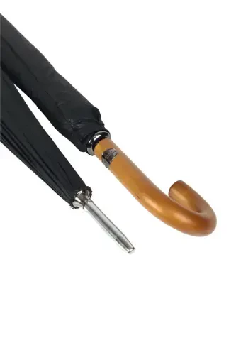 Siyah Desen Ahşap Saplı 16 Çelik Telli Premium Lüks Erkek Baston Şemsiye M21marmpr1025r003-Siyah Gri - 5