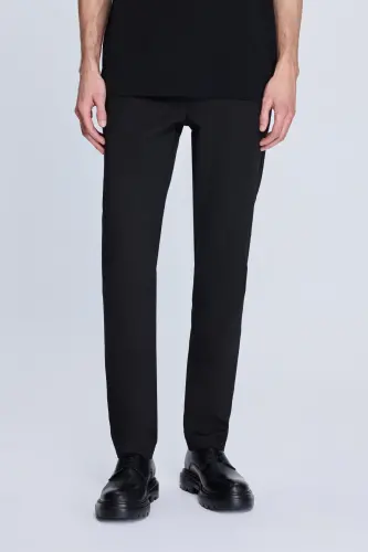 Siyah Dinamik Fit Desenli Yandan Cepli Casual Jogger Pantolon - Siyah 