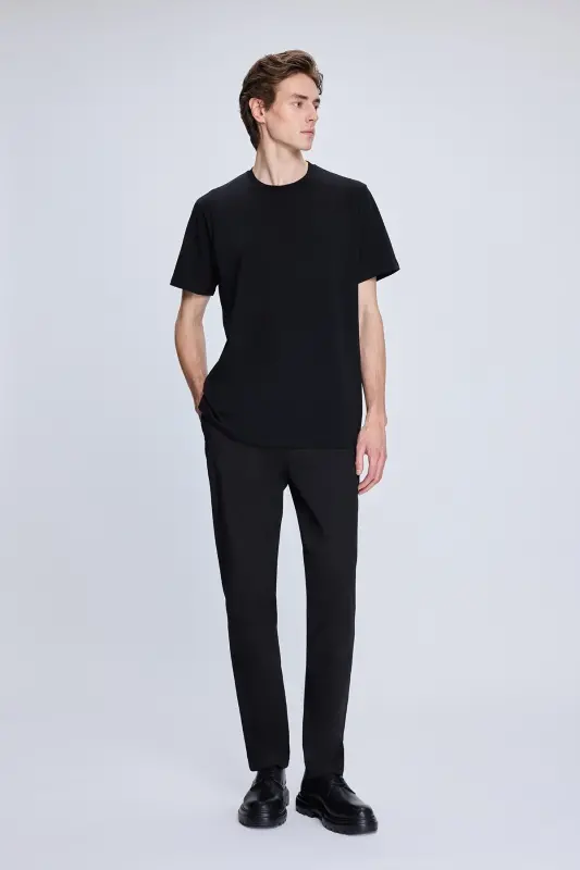 Siyah Dinamik Fit Desenli Yandan Cepli Casual Jogger Pantolon - Siyah - 2