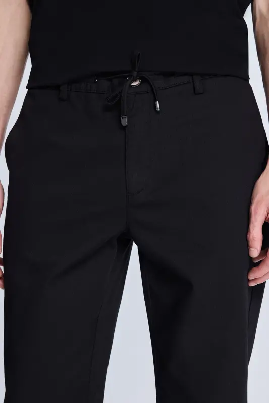 Siyah Dinamik Fit Desenli Yandan Cepli Casual Jogger Pantolon - Siyah - 3
