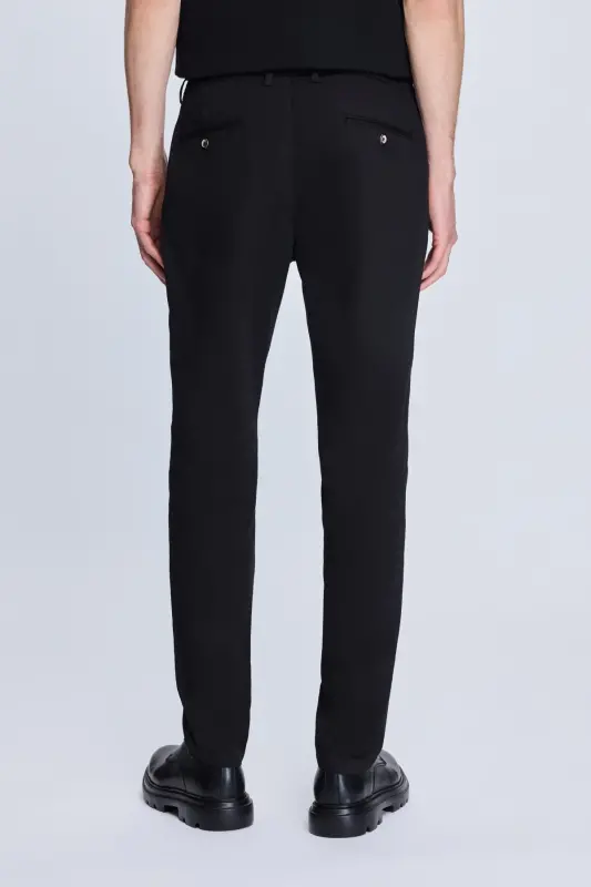 Siyah Dinamik Fit Desenli Yandan Cepli Casual Jogger Pantolon - Siyah - 4