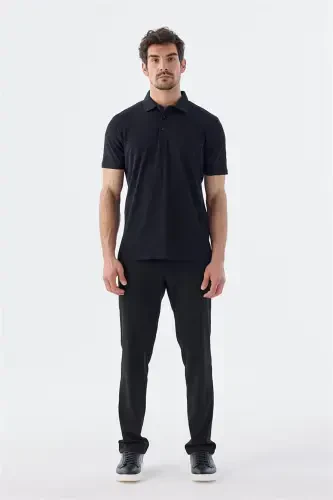 Siyah Düğme Detaylı Slim Fit Polo Yaka T-Shirt - 2