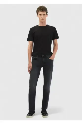 Siyah Düz Bisiklet Yaka %100 Pamuk T-Shirt - RAMSEY (1)