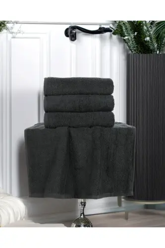 Siyah El Havlusu 4'lü 50x90 Cm Yumuşak Ve Solmaz %100 Pamuk - Siyah - 1