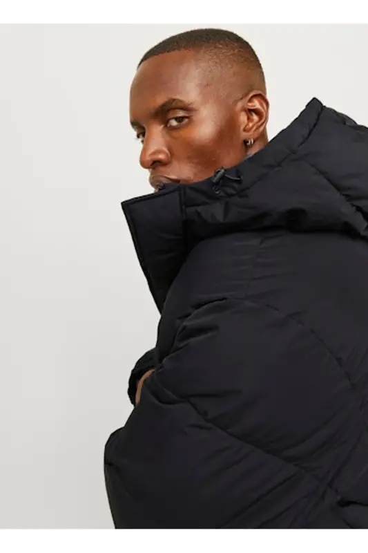 JJEBRADLEY PUFFER HOOD SN Kapüşon Regular Fit Siyah Erkek Mont 12256974 - Siyah - 11