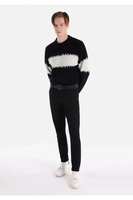 Slim Fit Düşük Bel Dar Paça Erkek Siyah Jean Pantolon - 3