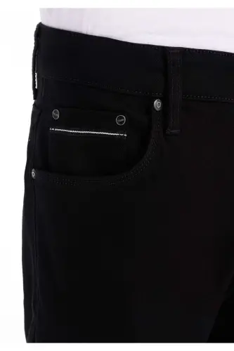 Slim Fit Düşük Bel Dar Paça Erkek Siyah Jean Pantolon - 5