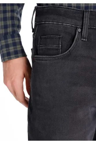 Slim Fit Düşük Bel Dar Paça Erkek Siyah Jean Pantolon - WIDOW WASH - 5