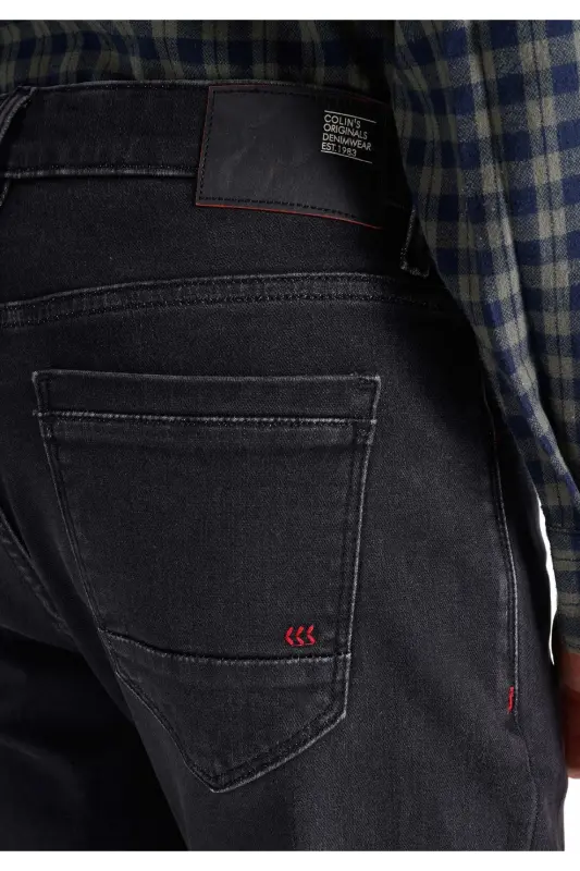 Slim Fit Düşük Bel Dar Paça Erkek Siyah Jean Pantolon - WIDOW WASH - 6