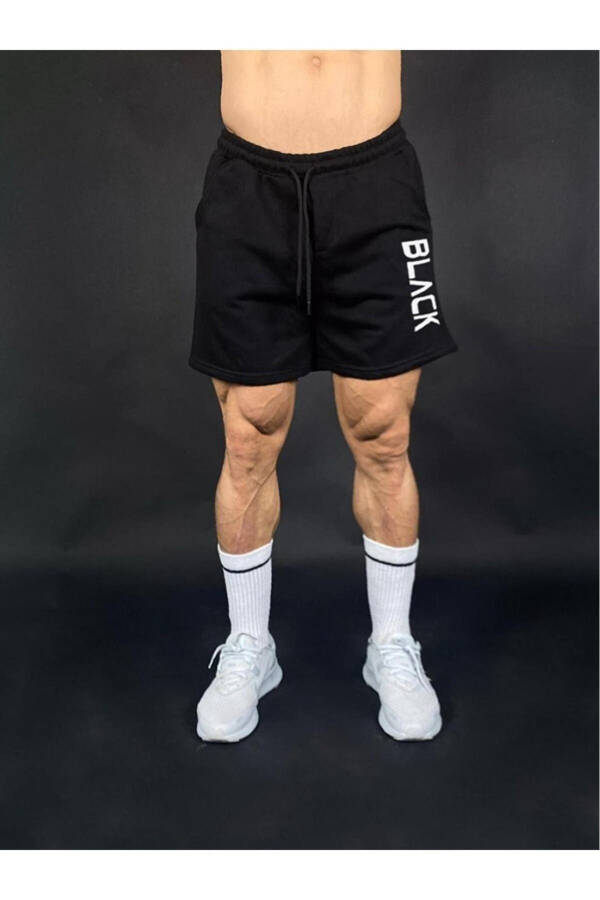Siyah Erkek Baskılı Regular Fit Cepli Şort - Siyah - 1