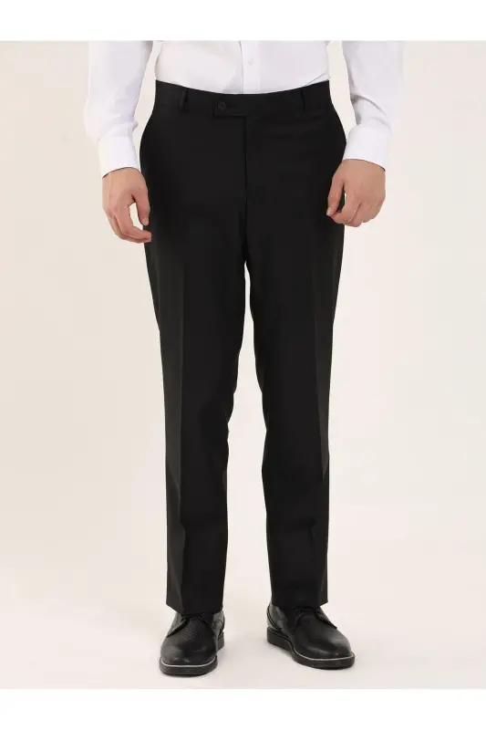Siyah Erkek Regular Fit Düz Klasik Pantolon - 96875 - SİYAH - 1