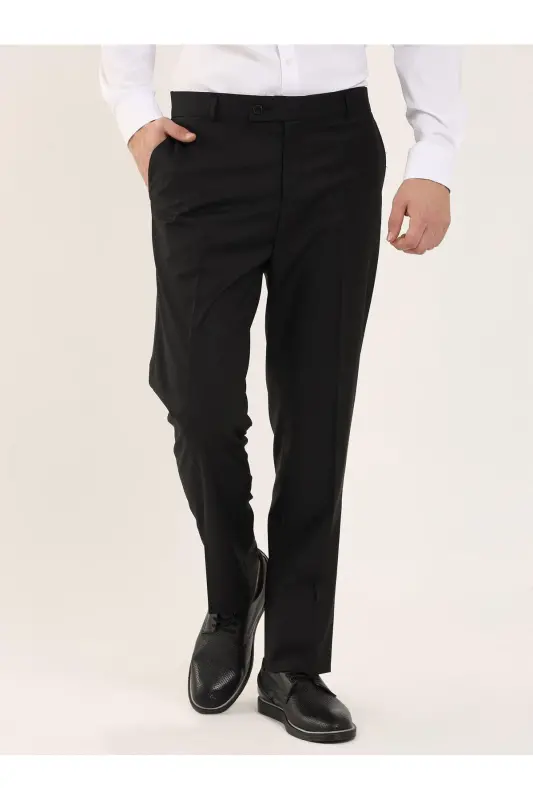 Siyah Erkek Regular Fit Düz Klasik Pantolon - 96875 - SİYAH - 4