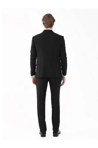 Siyah Erkek Slim Fit Düz Sivri Yaka Smokin Takım-Siyah - 6